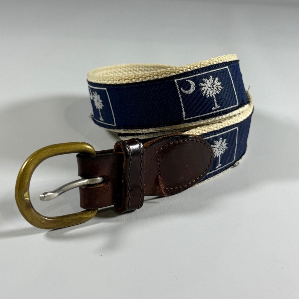 Leatherman South Carolina Palmetto Moon Webbing Belt Mens 38 Blue Preown Preppy